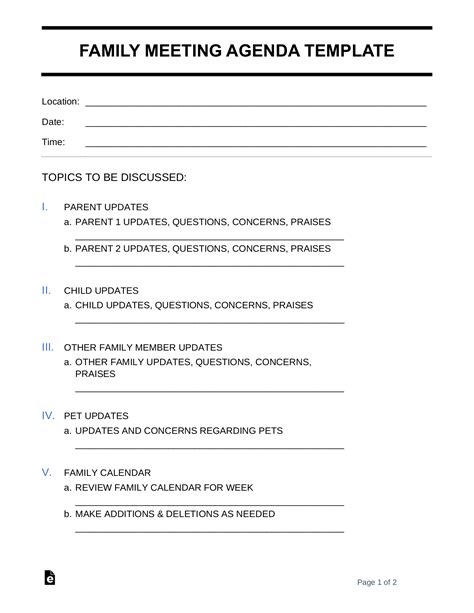 Family Meeting Printable