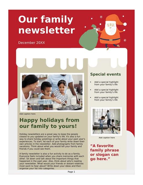 Family Newsletter Template Christmas