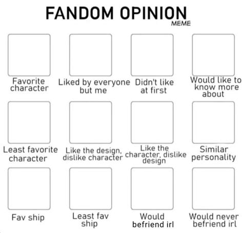 Fandom Opinion Template