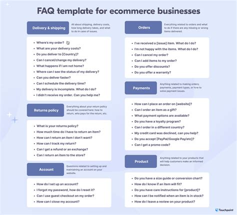 Faq Sheet Template