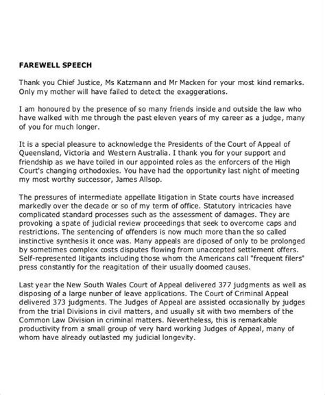 Farewell Speech Template