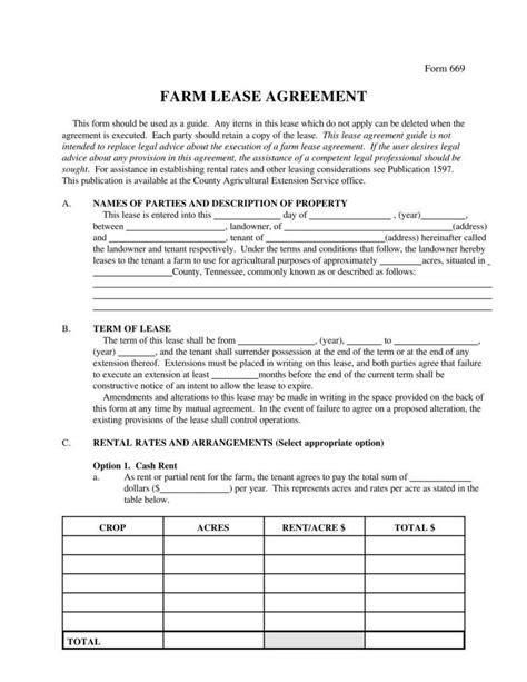 Farm Lease Contract Template