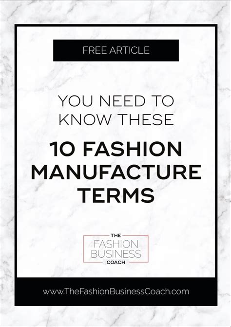 Fashion Production Terms Epub