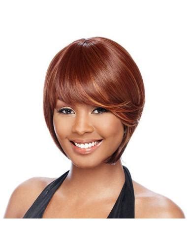 Fashionable Auburn Straight Short African American Wigs