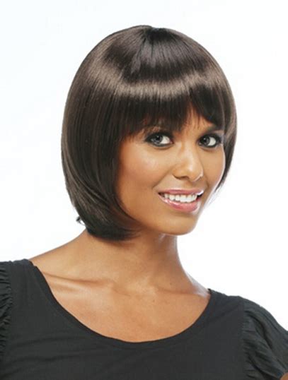 Fashionable Black Straight Chin Length African American Wigs