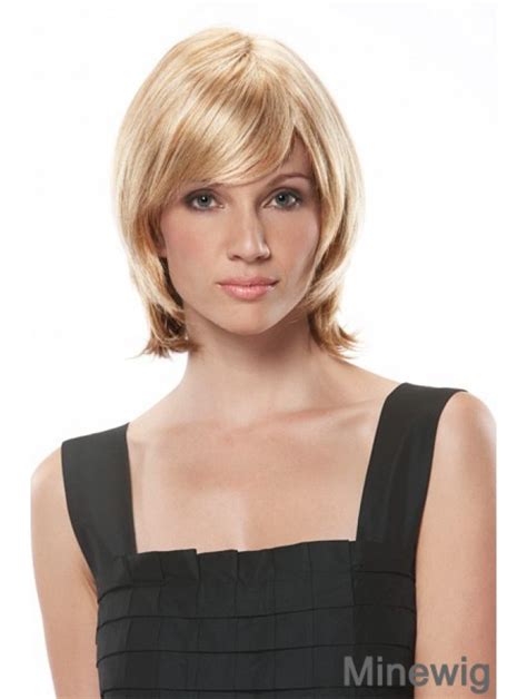 Fashionable Blonde Bobs Chin Length Wigs For Cancer