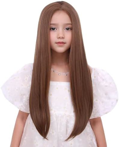 Fashionable Brown Straight Long Kids Wigs