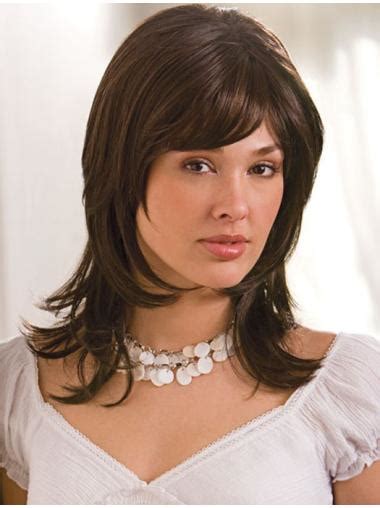 Fashionable Monofilament Layered Shoulder Length Synthetic Wigs