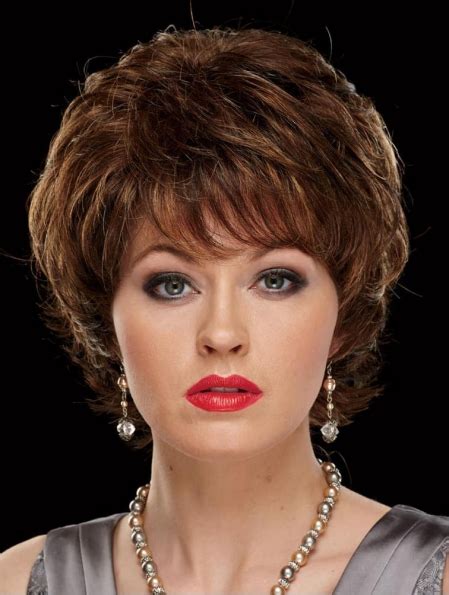 Fashional Chin Length Wavy Brown With Bangs Beautiful Wigs