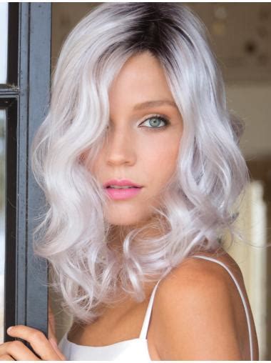 Fashional Shoulder Length Curly White New Design Grey Wigs