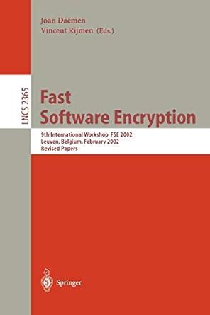 Fast Software Encryption 9th International Workshop Reader