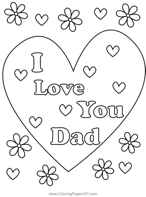 Father s Day I love you Dad Black Pages Coloring Book for Adutls Flower and Doodle Art Design