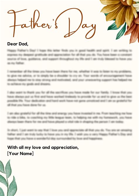 Fathers Day Letter Template