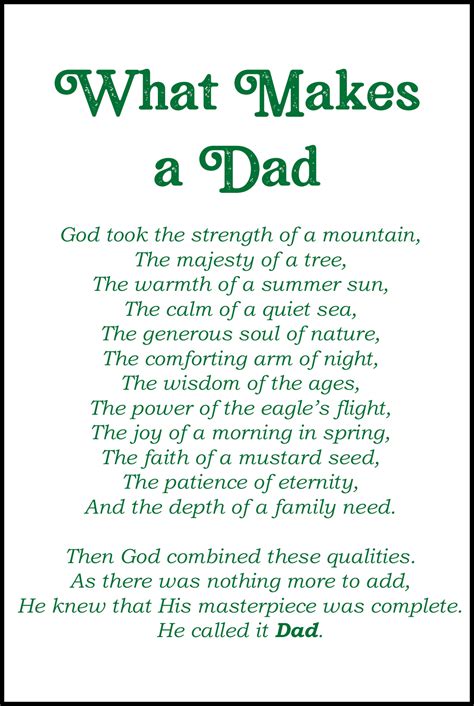 Fathers Day Printable Poem