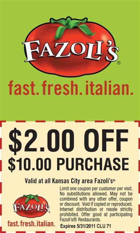 Fazolis Coupons Printable
