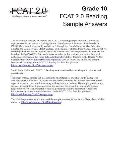 Fcat Explorer Answers 10th Grade Reading Now And Beyond Epub