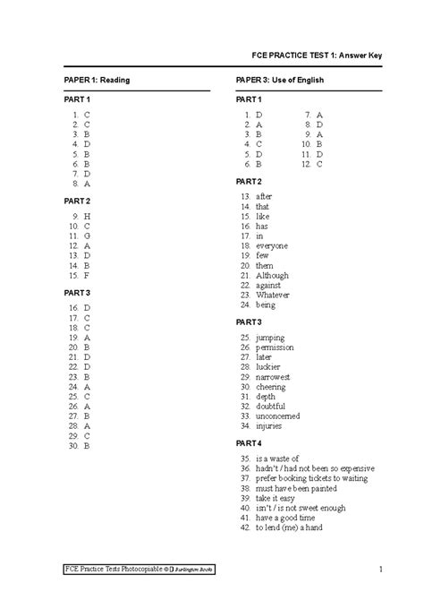 Fce 1 Answer Key Epub