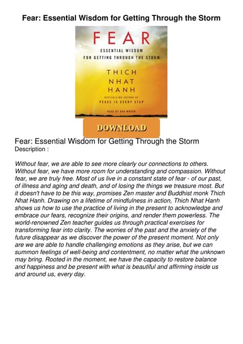 Fear Essential Wisdom Getting Through Epub