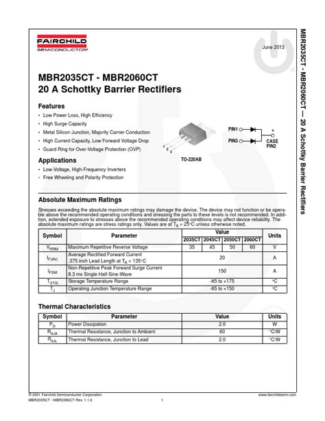 Features of MBR2045CT