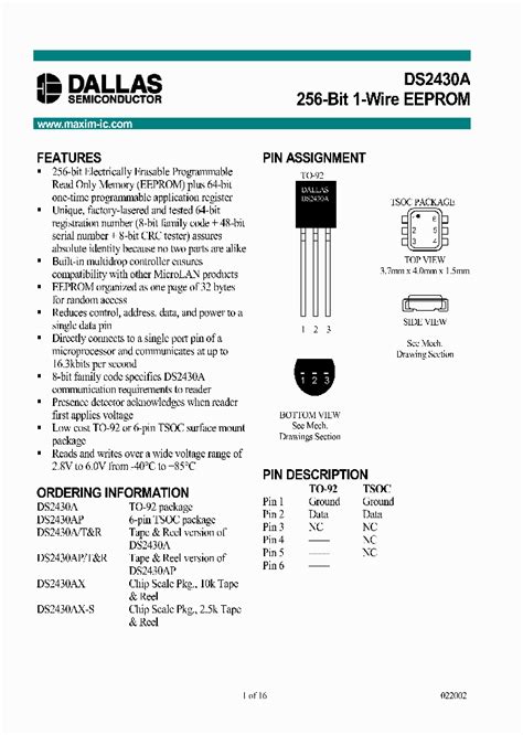 Features of the DS2430AP