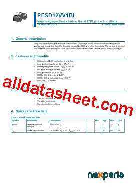 Features of the PESD12VV1BL-N