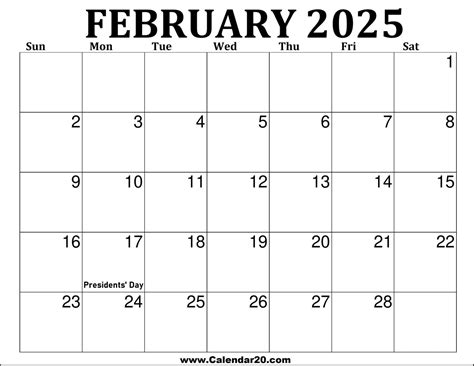 February 2025 Calendar Printable