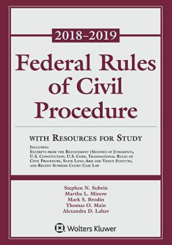 Federal Rules of Civil Procedure 2018 Edition With Statutory Supplement PDF