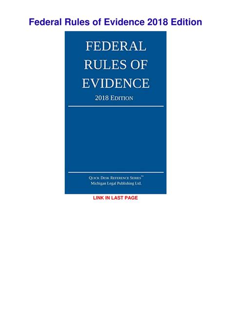 Federal Rules of Evidence 2018 Edition Epub