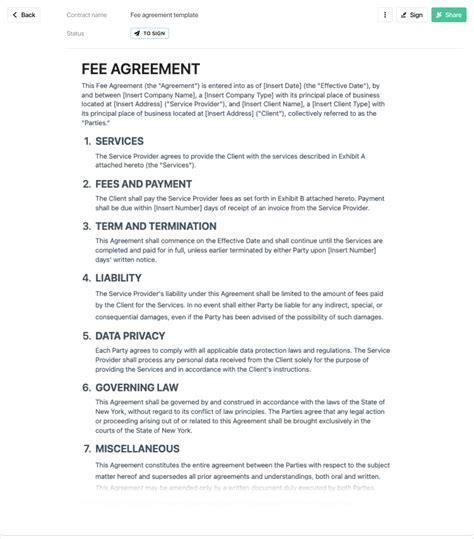 Fee Contract Template