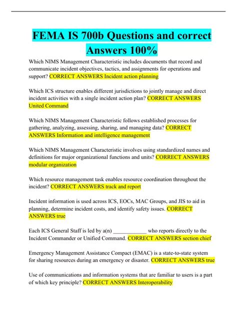 Fema 100 B Questions And Answers Doc