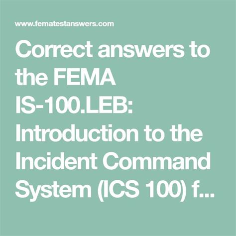 Fema 100 Leb Answers Kindle Editon