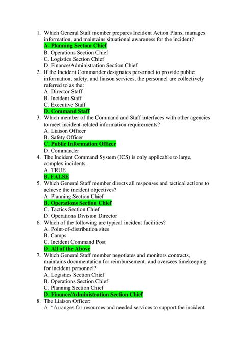 Fema Ics 100 B Answers PDF
