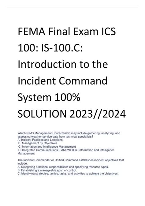 Fema Ics 100 Final Exam Answers 2013 Epub