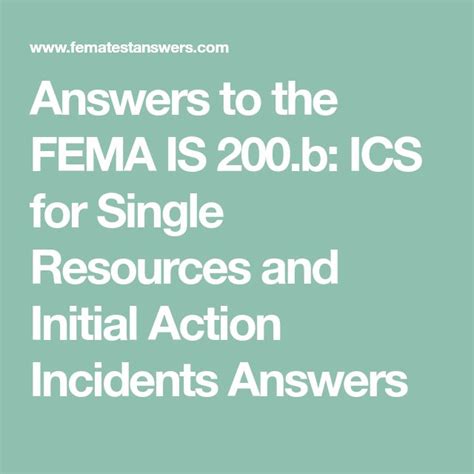 Fema Ics 200b Answer Key PDF