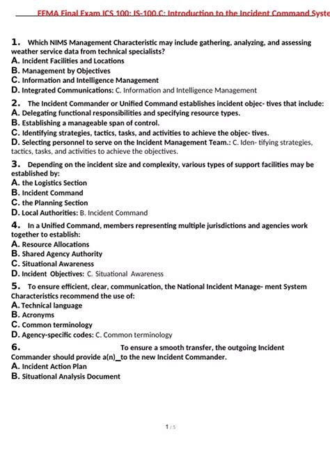 Fema Is 100 Answer Key Reader