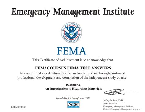Fema Is 5 Answers Doc