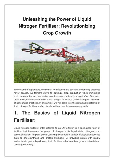 Fertilizer Liquid Nitrogen: Unleashing the Power of 10,000 Nuggets!