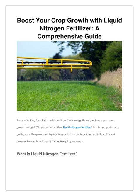 Fertilizer with High Nitrogen: A Comprehensive Guide to Benefits and Applications