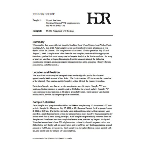 Field Report Template