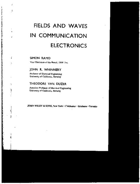 Fields And Waves In Communication Electronics Solutions Manual Pdf Epub