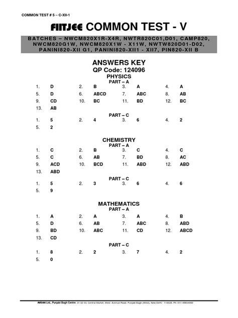 Fiitjee Escapevelocitytest Answer Key Of 6 April 2014 Kindle Editon