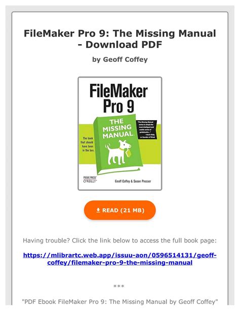 FileMaker Pro 9 The Missing Manual The Missing Manual Doc