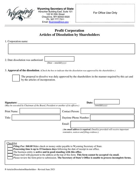 Filing Template Articles Of Dissolution Profit Doc