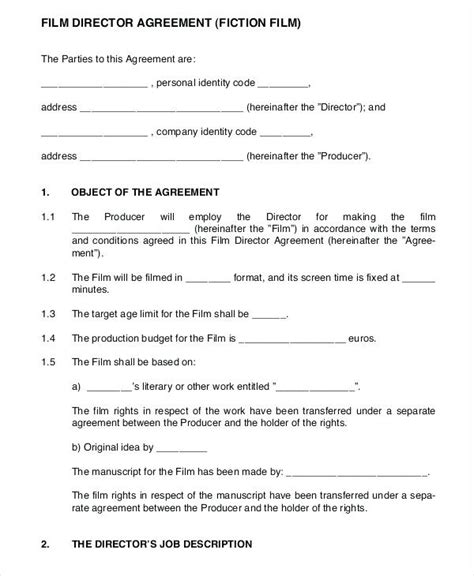 Film Agreement Template