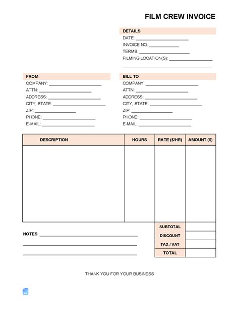 Film Invoice Template