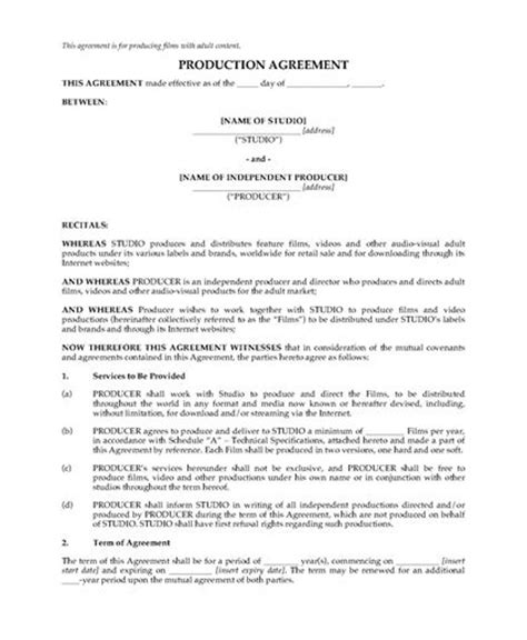 Film Production Contract Template