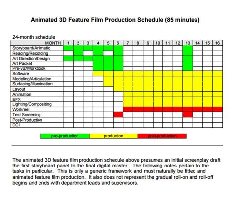 Film Production Shooting Schedule Template