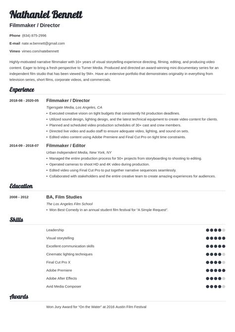 Filmmaker Resume Template