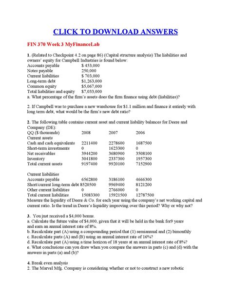 Fin 370 Myfinancelab Answers Reader