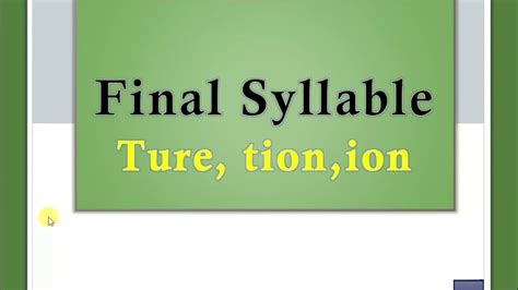 Final Syllables Tion Ture Ion Games Ebook Epub